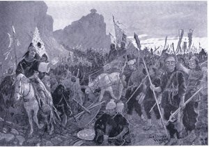 Soldiers with bits in their mouths by Henry Charles Seppings Wright
